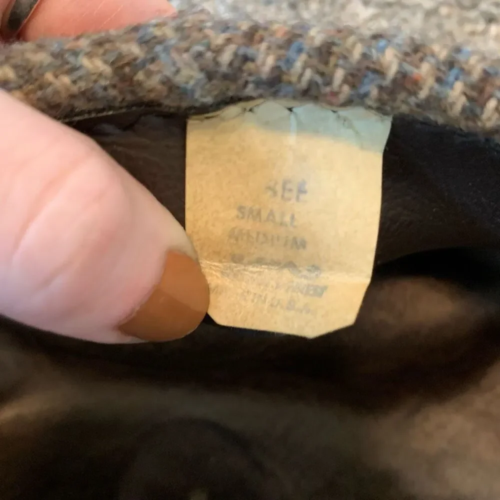 Vintage Brown Plaid Wool Captains Hat Cabbie Cab Hat Unisex - Picture 8 of 8